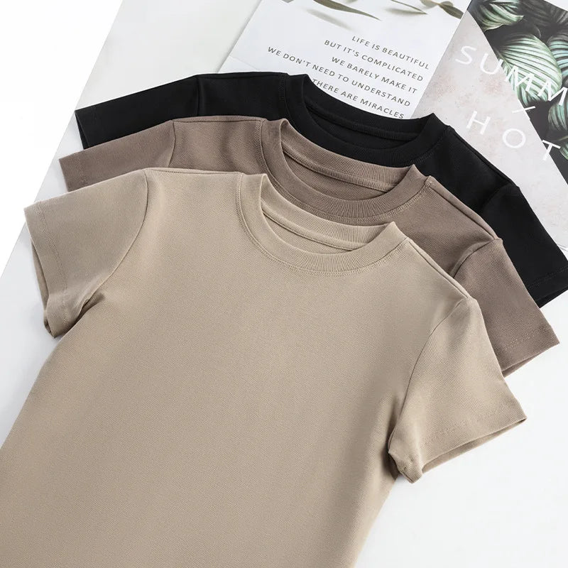 2026 Women's T-shirt Short Sleeve O-neck Cotton Loose Shirts for Women Korean Harajuku Streetwear Casual Spring Summer Top Tees